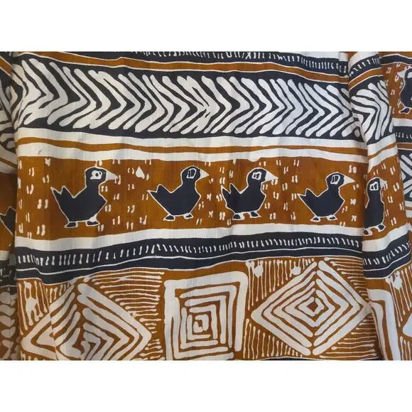 Vintage 90s Tribal Ethnic Bird Print Jacket & Button Front Maxi Skirt Set Boho - Picture 7 of 9